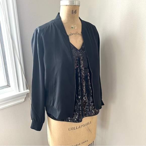 Eileen Fisher Women’s Black 100% Silk Bomber Jacket Size XS - Picture 5 of 17